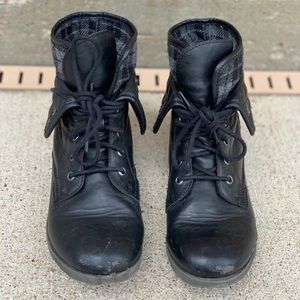 Black lace-up booties